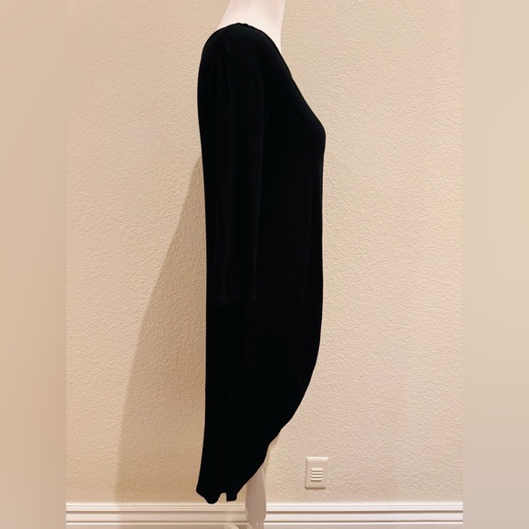 Kim & Cami Half Sleeve High-Low Hem Knotted Front Tunic – Black, Size Small - Picture 6 of 15